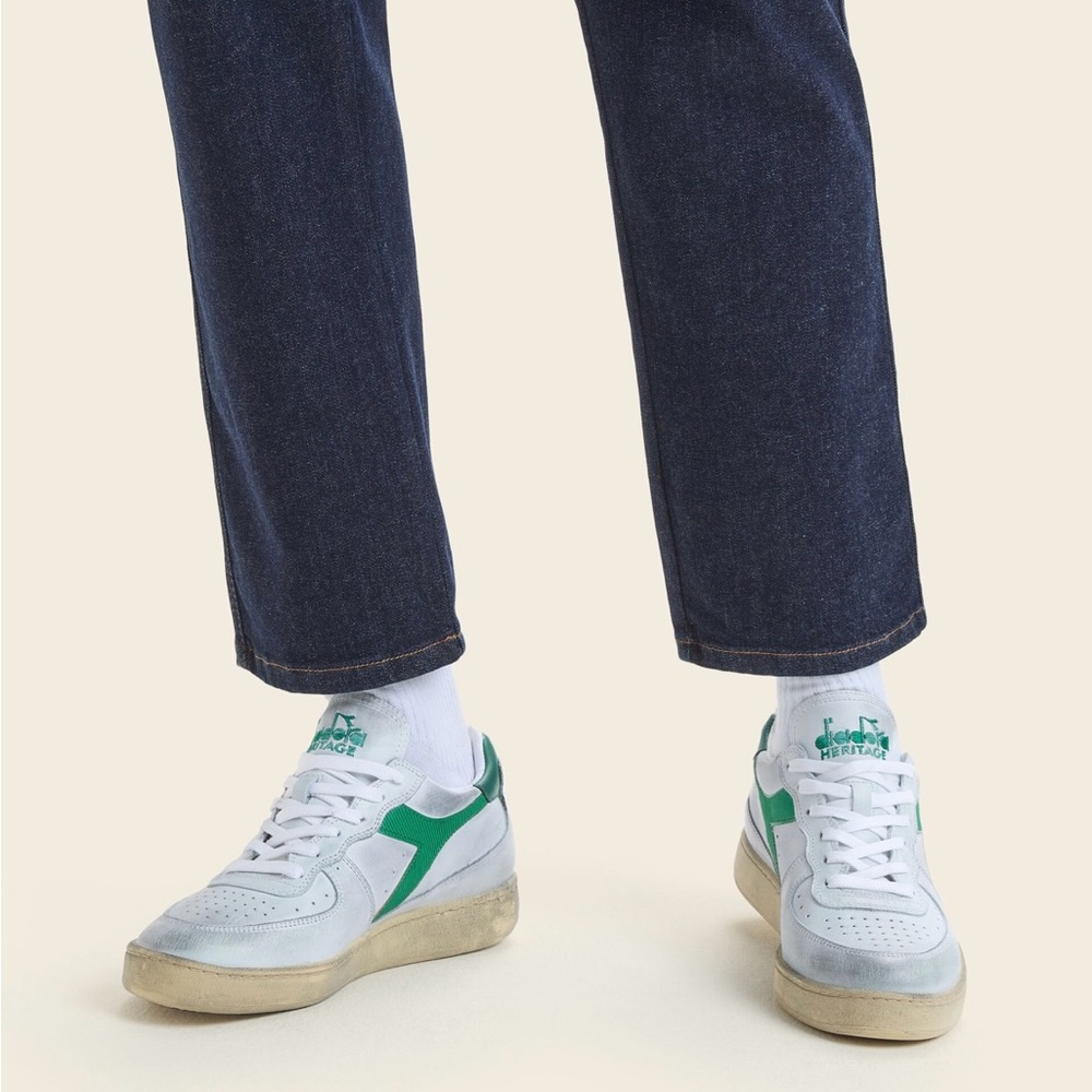 NWOB Diadora Heritage “ MI Basket Lo Used” in White and Verdant Green, Size 7 - Picture 4 of 14